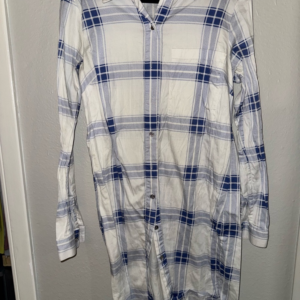 Michael Kors Blue and White Checkered Shirt